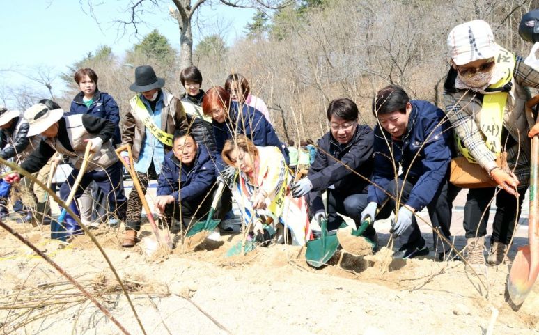 전주시 식목일 나무심기 행사 식목일 맞아 시민들과 함께 ‘개나리’ 식재